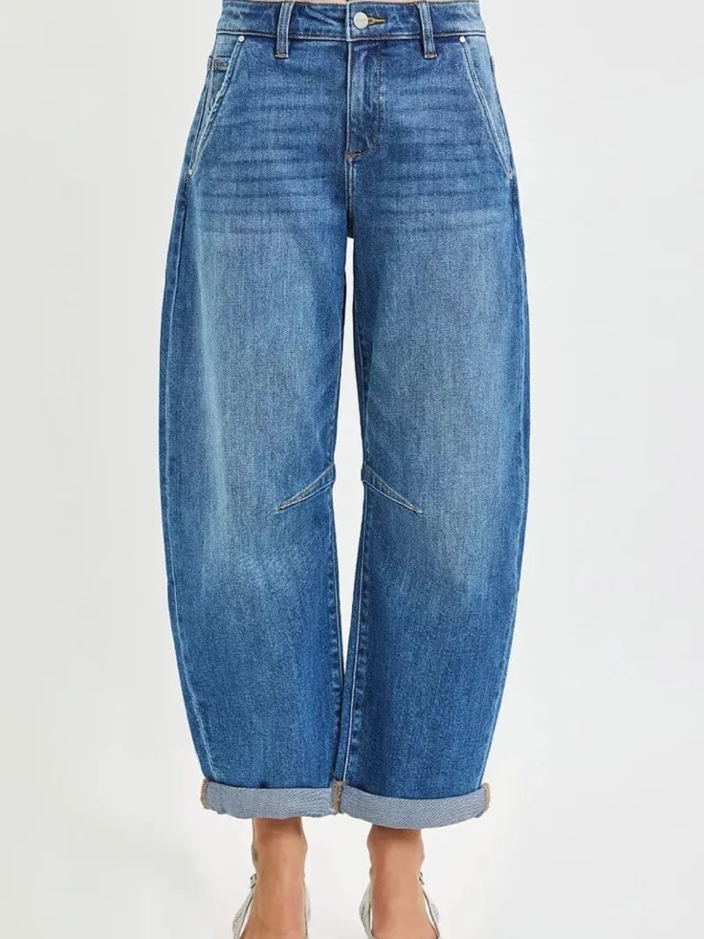 Risen Cropped Slouchy Cropped
Barrel Jeans NWT Sz 27 boho chic Baggy minimalist - Picture 5 of 16